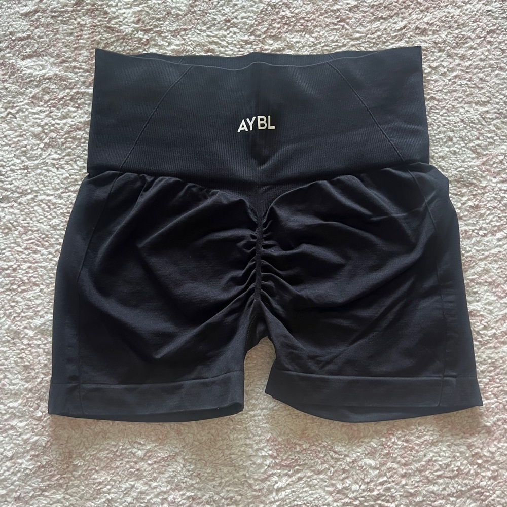 AYBL Black Athletic Shorts with Scrunch Detail